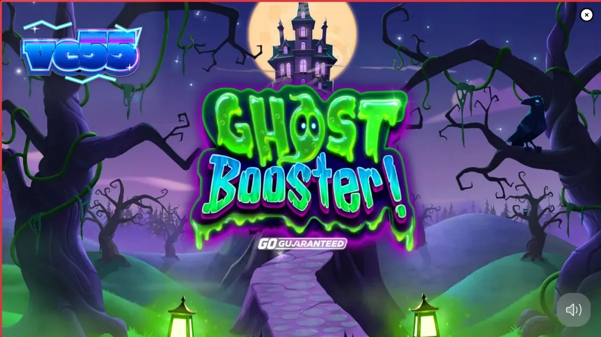 Tampilan visual slot Ghost Booster dengan tema rumah hantu yang ceria